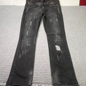 Allen B. Distressed Flare Jeans 31 Black Grunge Indie Sleaze Y2K Rockstar